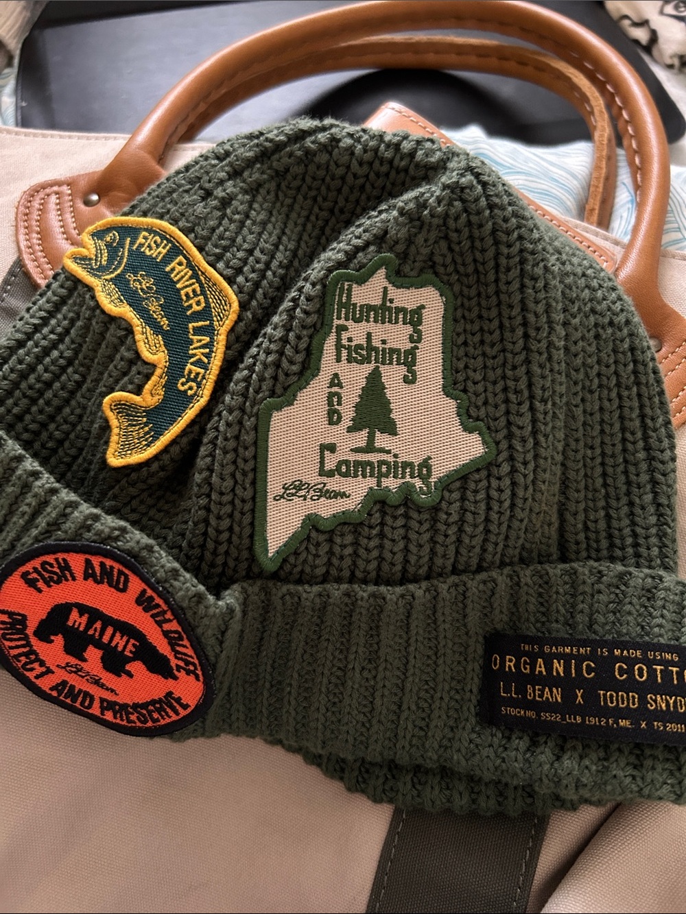 L.L. Bean x Todd Snyder Collaboration organic cotton Beanie & patches NWOT - Picture 4 of 6